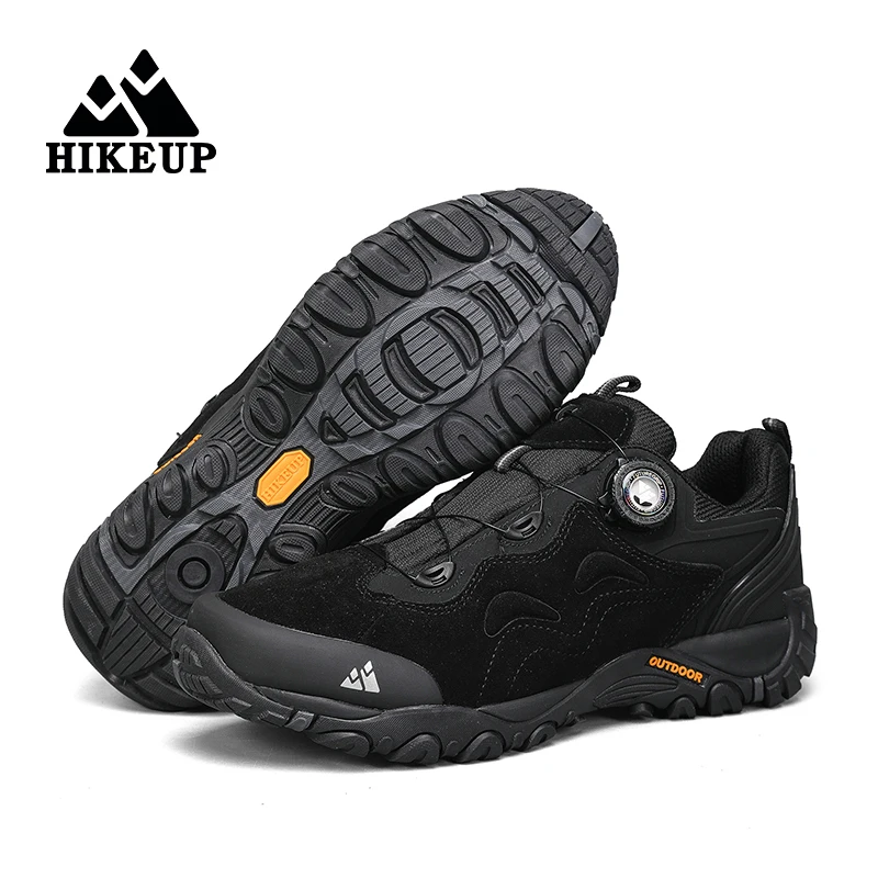 HIKEUP-Leather Shoes for Men, Outdoor Hiking Shoes, Tourist Trekking Sneakers, Mountain Climbing Trail Jogging Shoes, Turnbuckle - Image 3