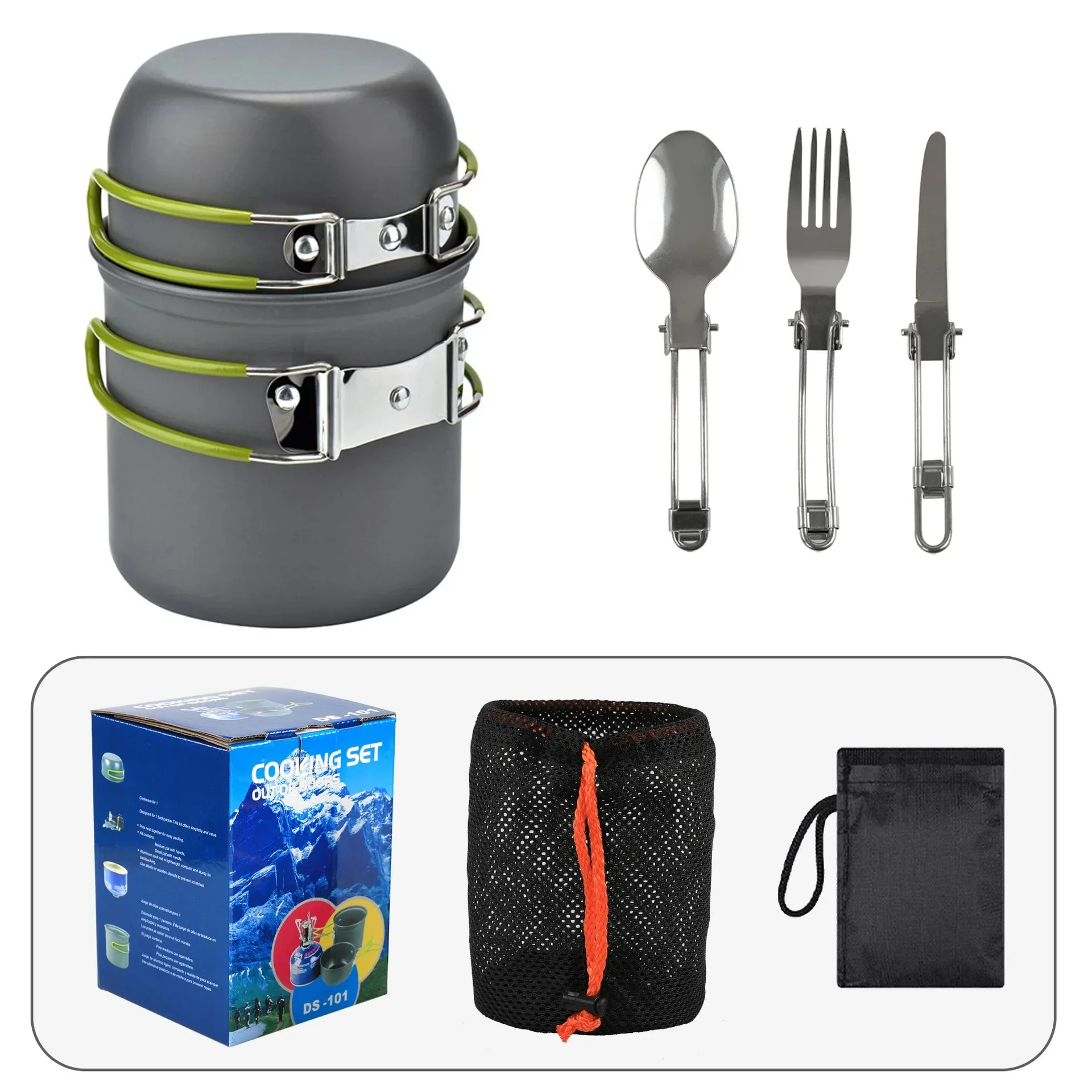 Outdoor Camping Cookware Set – Portable Pots & Pans, Tourist Dishes & Trekking Kitchen Utensils for Picnic - Image 3