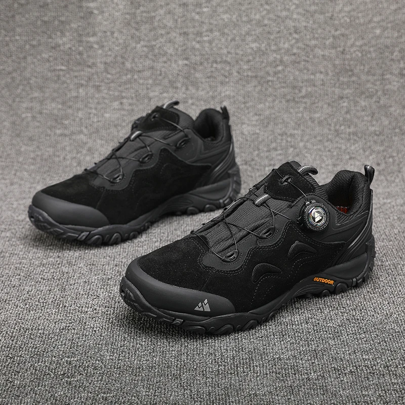 HIKEUP-Leather Shoes for Men, Outdoor Hiking Shoes, Tourist Trekking Sneakers, Mountain Climbing Trail Jogging Shoes, Turnbuckle - Image 23