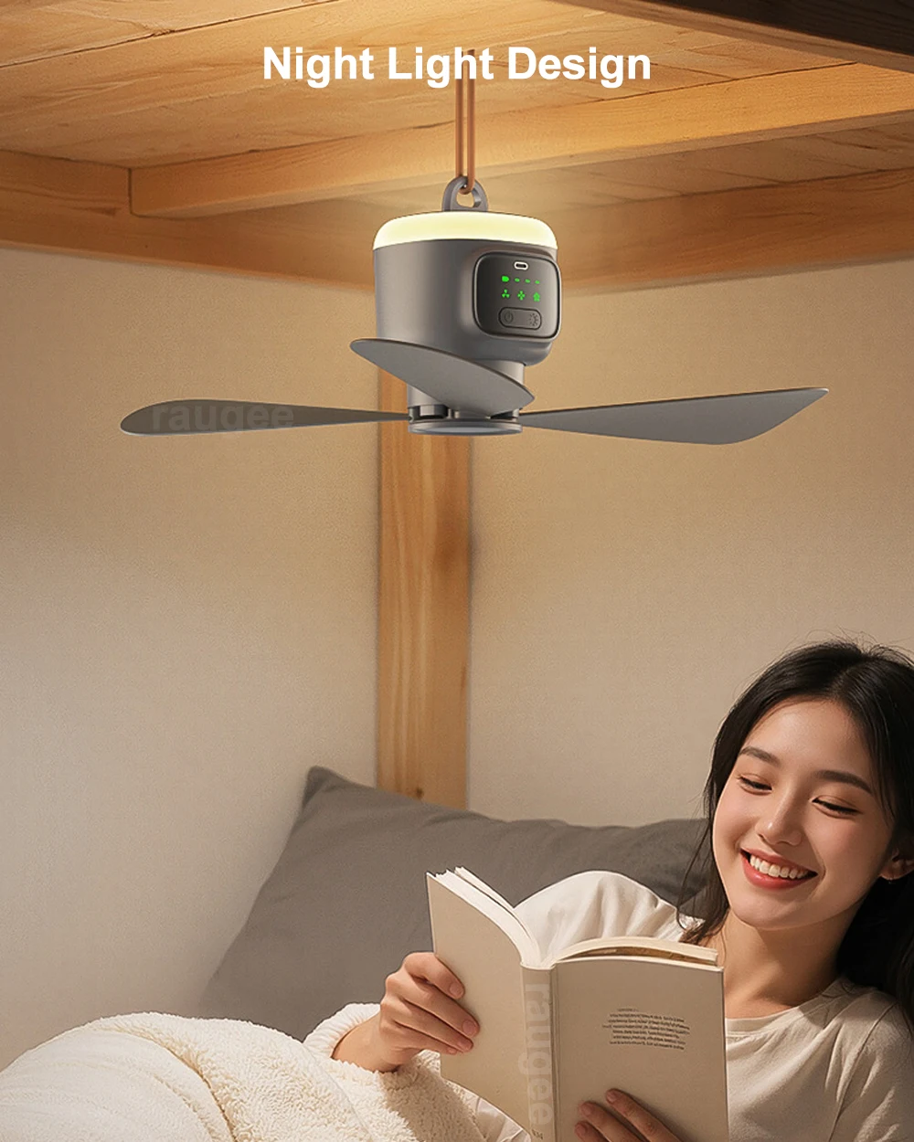 12000mAh Portable Camping Tent Fan with LED Light & Remote Control - Image 11