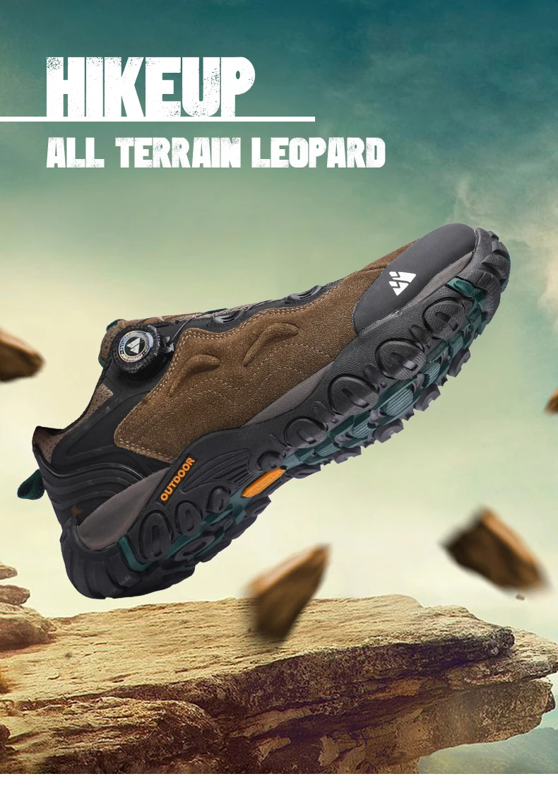 HIKEUP-Leather Shoes for Men, Outdoor Hiking Shoes, Tourist Trekking Sneakers, Mountain Climbing Trail Jogging Shoes, Turnbuckle - Image 11