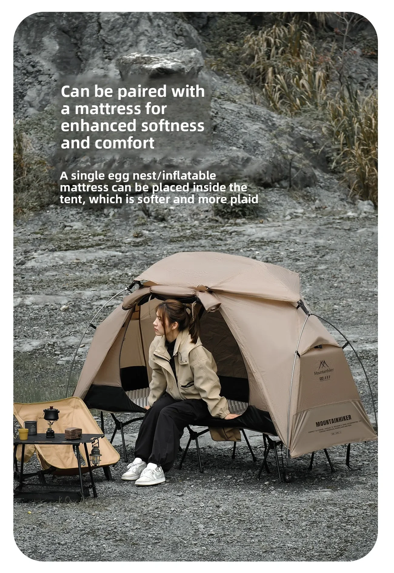 MOUNTAINHIKER Single Camp Bed Tent – Waterproof & Rainproof Outdoor Camping Tent for Hiking & Travel - Image 21