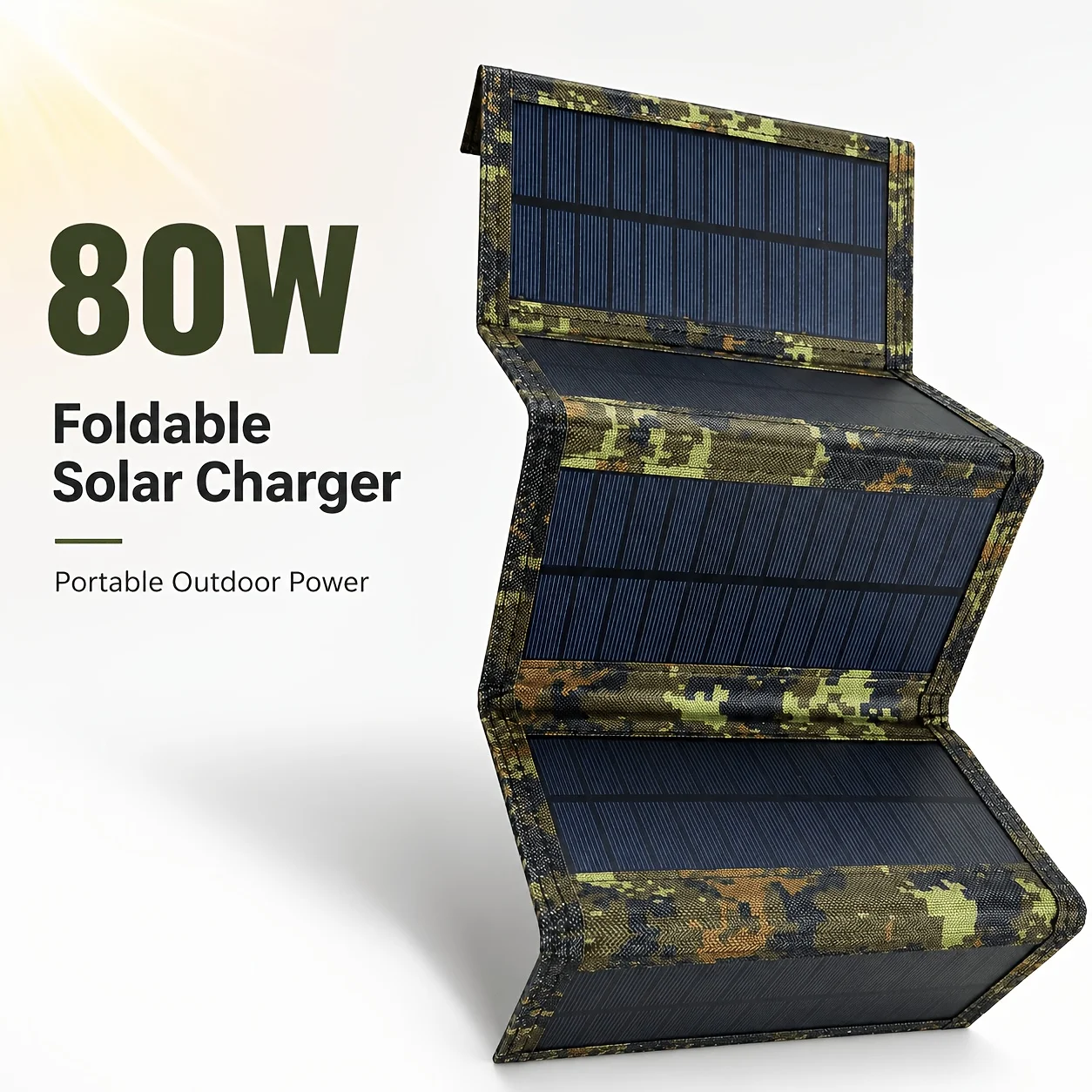 Foldable Portable Solar Panel Charger – Patterned Outdoor Solar Power Bank for Camping, Hiking & Travel - Image 3