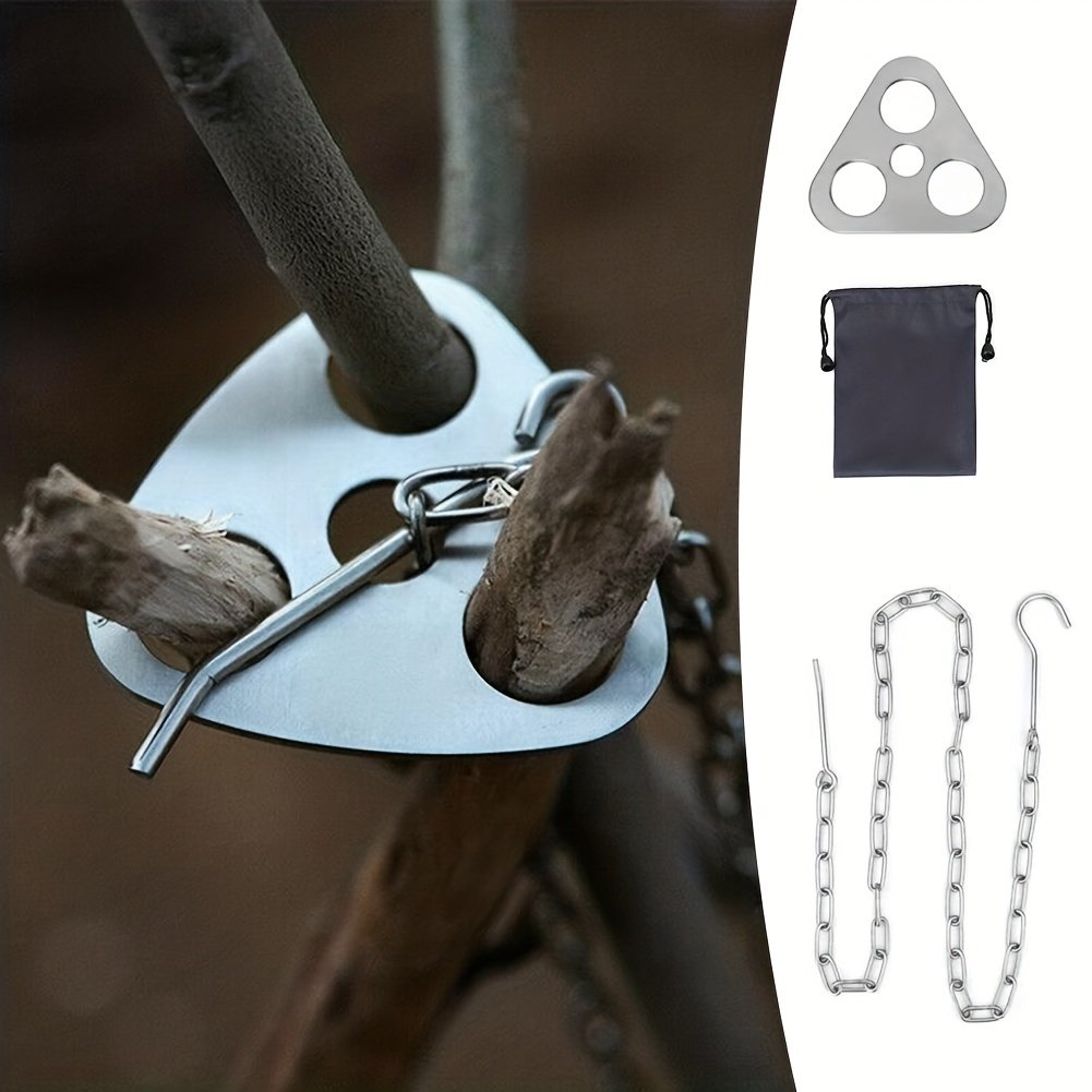 Detachable Outdoor Barbecue Tripod Hanging Rack – Portable Campfire Cooking Accessories Set for Camping & BBQ - Image 8